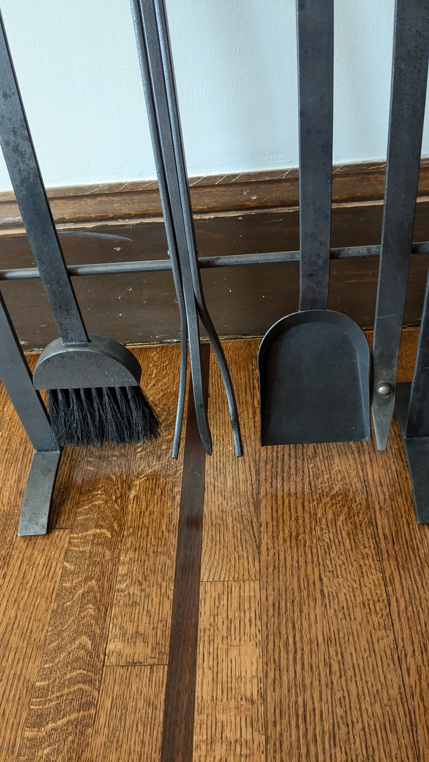 Modernist Iron Fireplace Tool Set & Firewood Carry