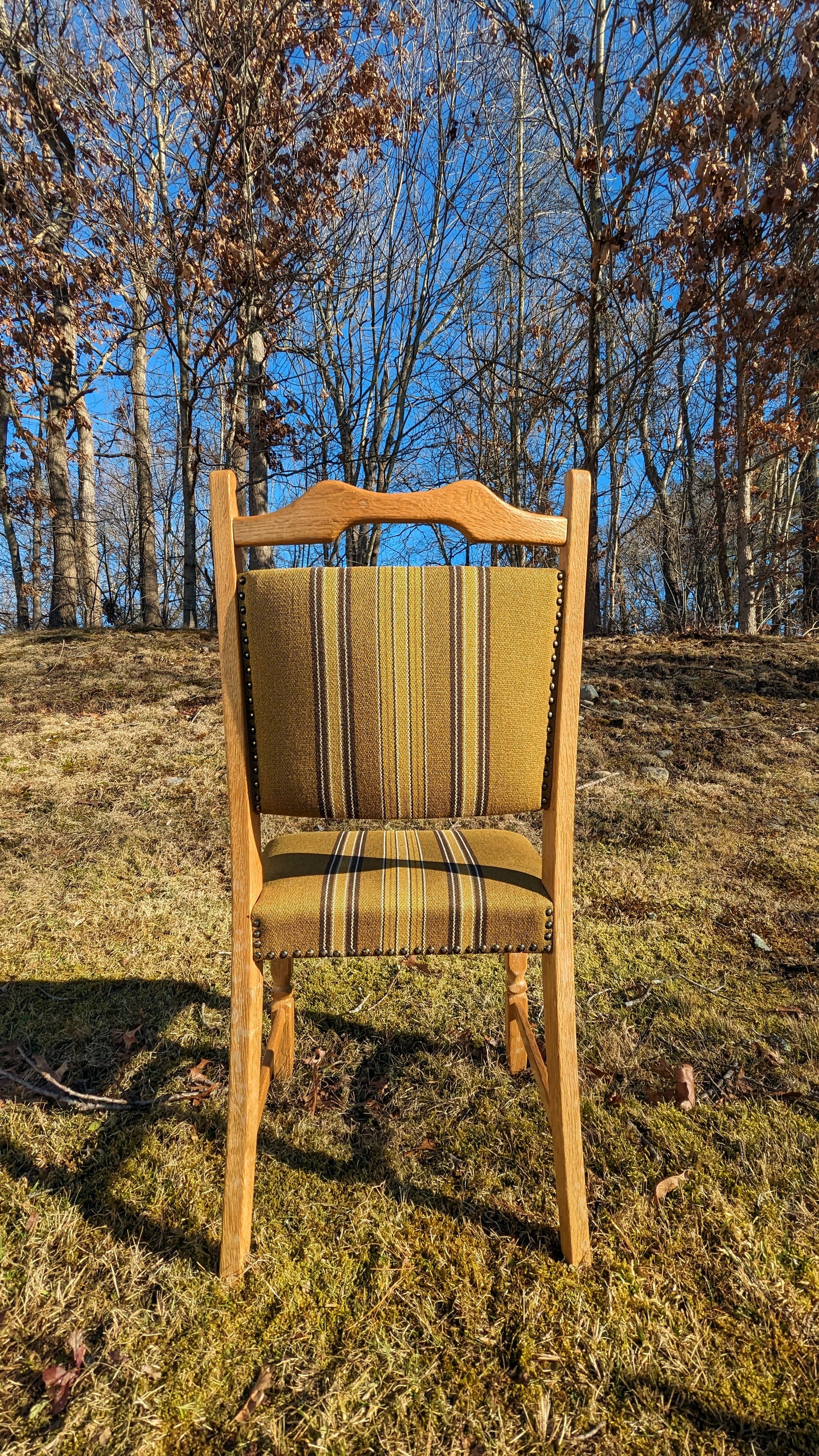 Oak & Linen Danish Dining Chairs (set of 4) in the Manner of Henning Kjaernulf