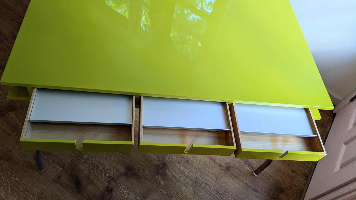 Design Within Reach Yellow Lacquer Desk with Tubular Legs