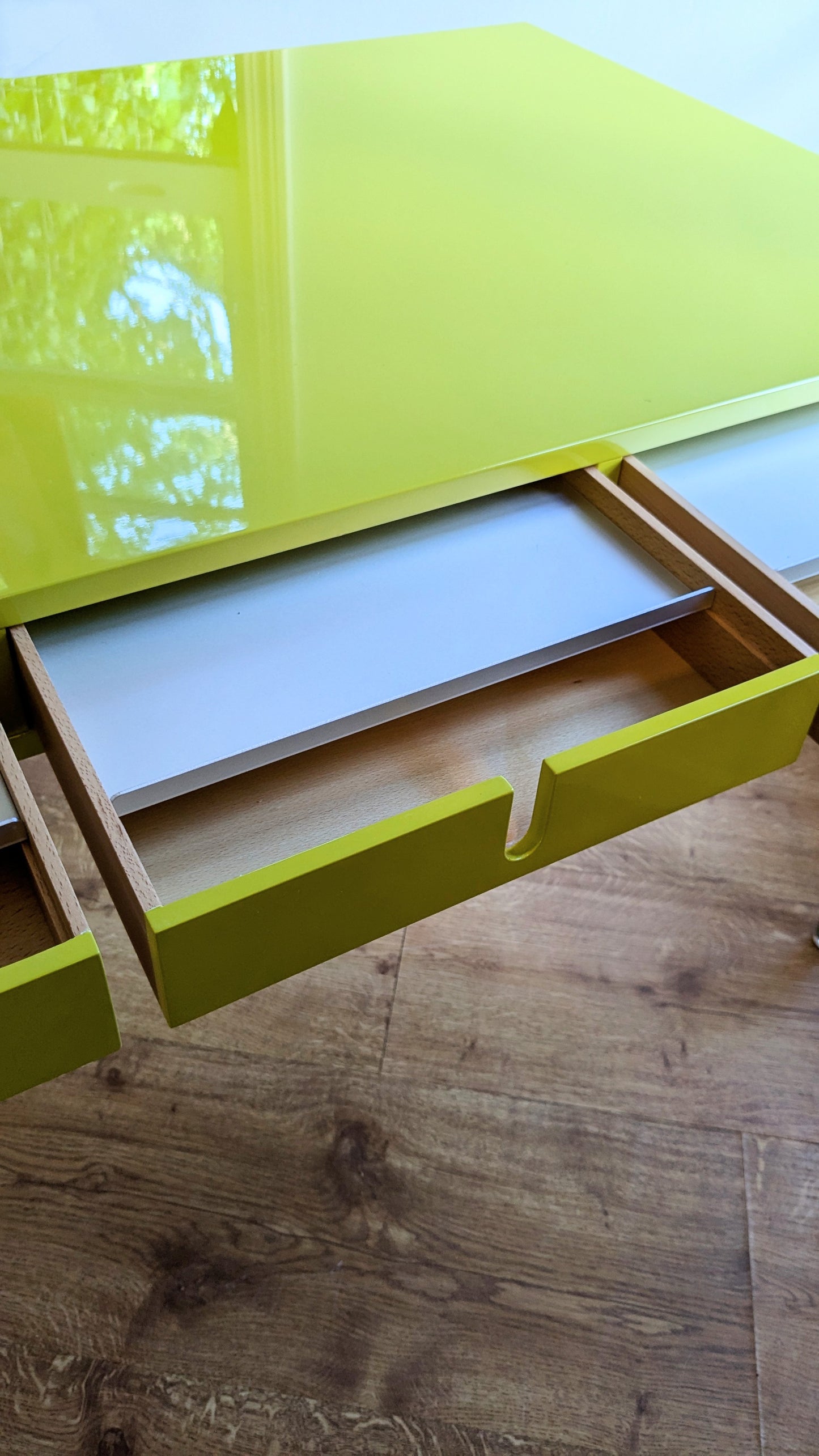 Design Within Reach Yellow Lacquer Desk with Tubular Legs