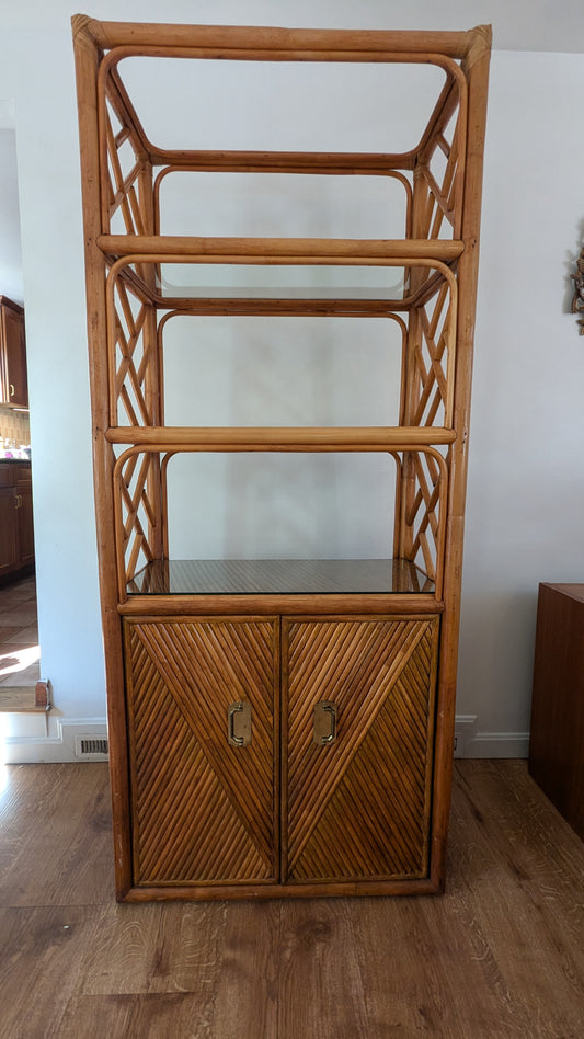 Pencil Reed Style Bamboo & Brass Etagere