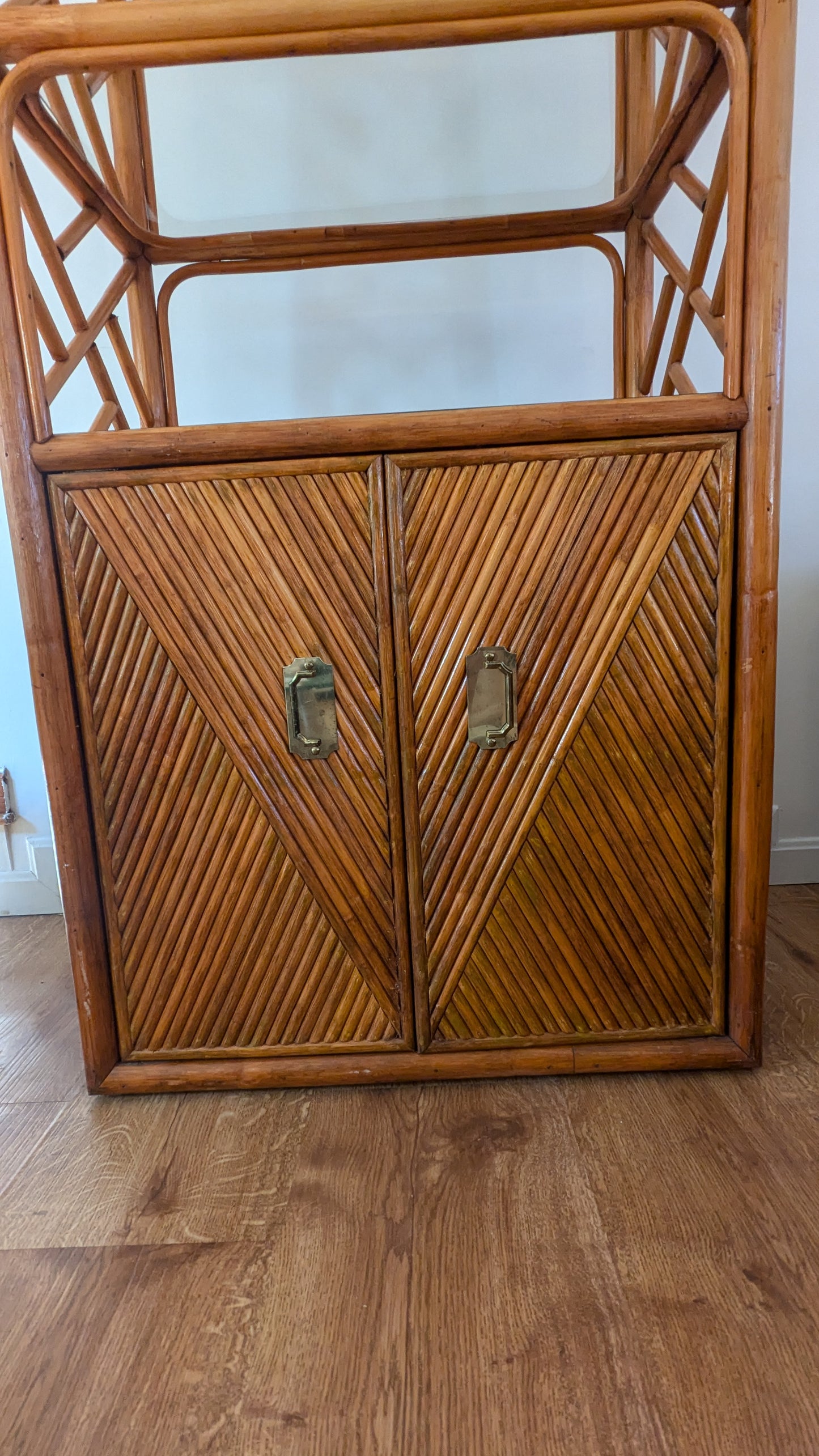 Pencil Reed Style Bamboo & Brass Etagere