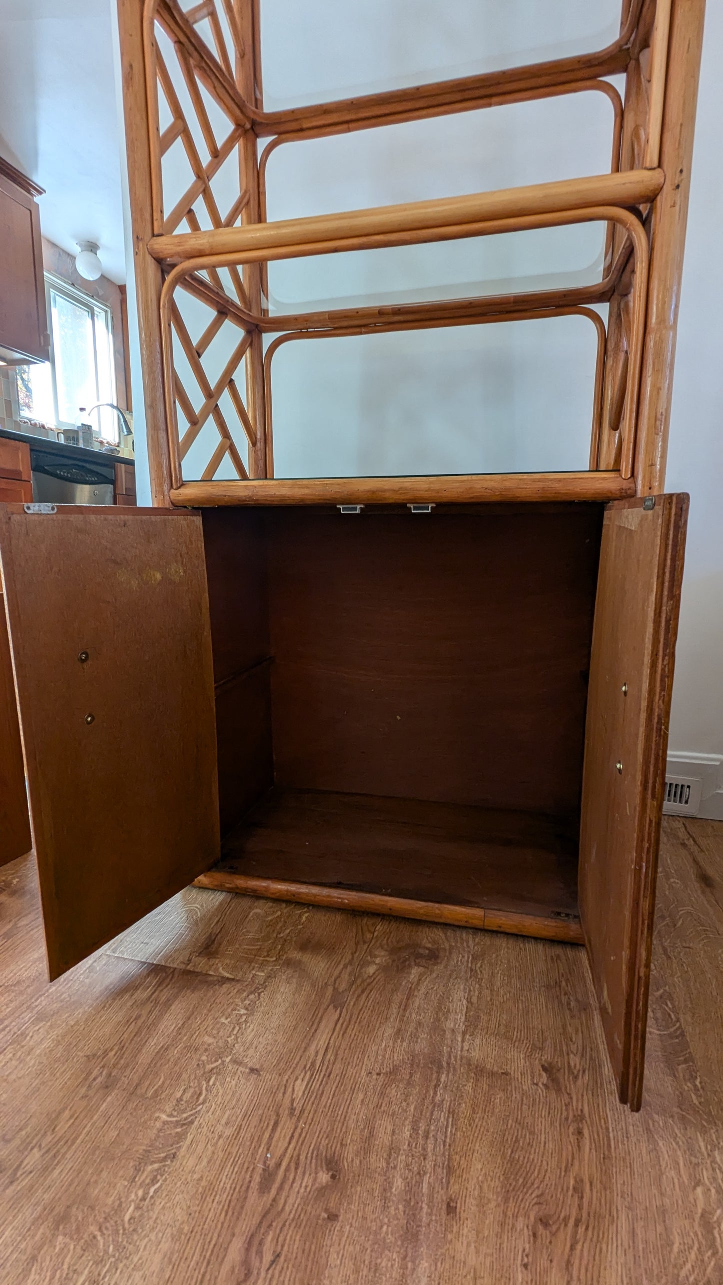 Pencil Reed Style Bamboo & Brass Etagere