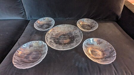 2000s Kosta Boda "Fast Food" Glass Plates by Olle Brozen - Set of 5