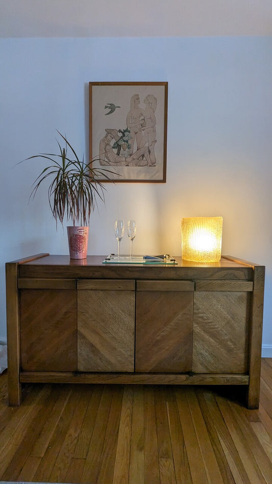 Vintage Herringbone Pattern Credenza/Sideboard